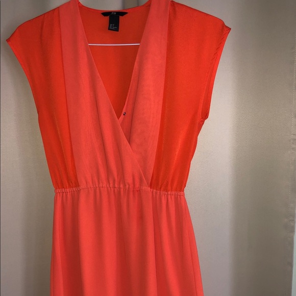 H&M Flowy Orange Dress S/M - Picture 2 of 4
